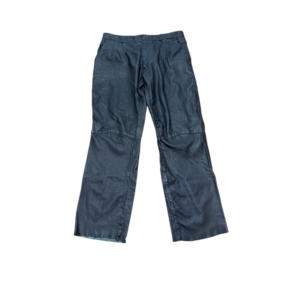 L.A. Leather Mens Genuine Leather‎ Pants Black Pleated Size 38